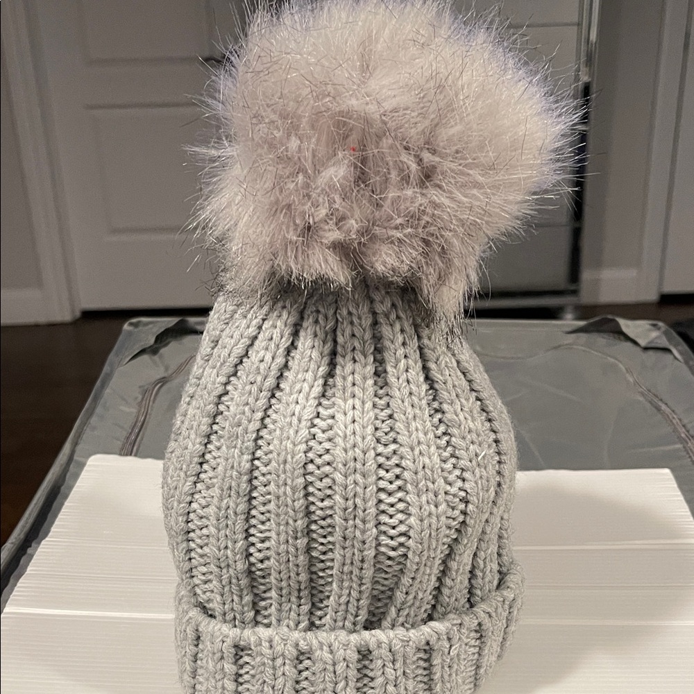 Cozy Gray Knit Pom-Pom Beanie for women so fabulous